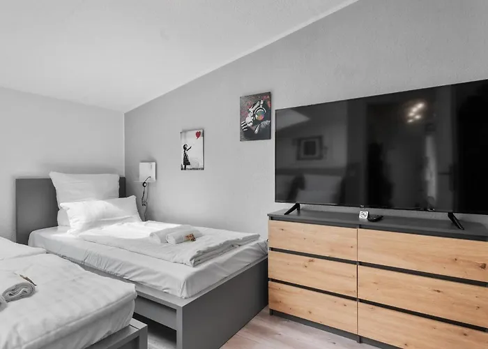 Dg - Einfach Aber Sehr Komfortabel - Fuer Bis Zu 12 Personen - Gruppen, Messe, Monteure, Studenten - Voll Ausgestattet - 3 Smart-tv 55 Zoll Netflix, 1000 Mbit Wlan, Voll Ausgestattete Kueche 公寓 杜伊斯堡